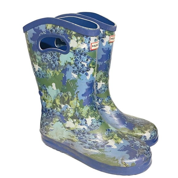 Hunter for Target Kids' Size 5 Unisex Abstract Print Tall‎ Rain Boots Blue - Picture 4 of 6